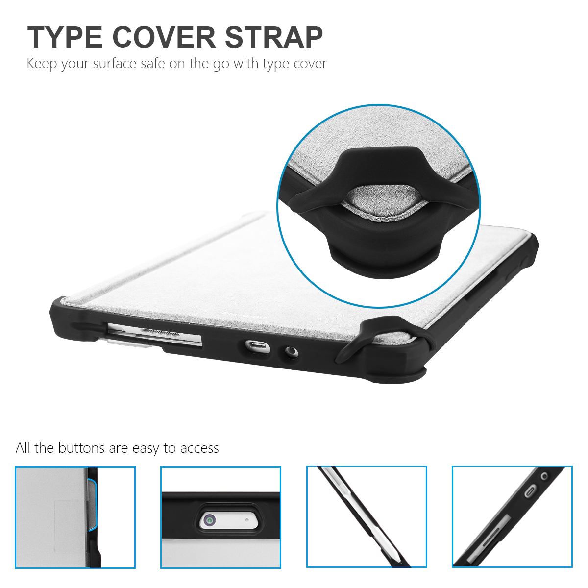 TPU Tablet Case For Microsoft Surface Go3/2/1 with Pen Holder & Hand Strap & Shoulder strap